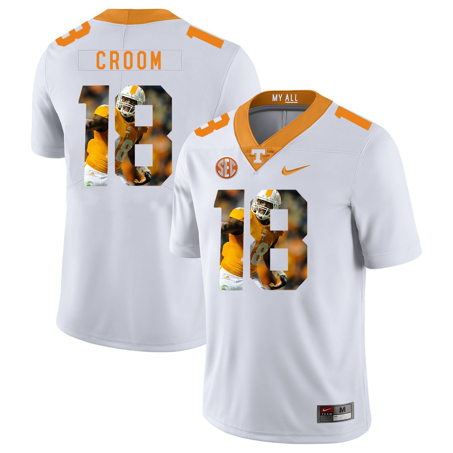 Men Tennessee Volunteers 18 Croom White Fashion Edition Customized NCAA Jerseys